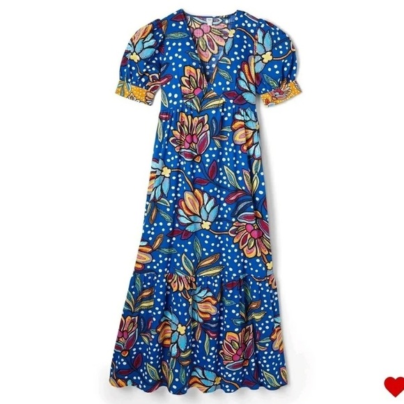 TABITHA‎ BROWN x TARGET Mixed Floral Polka Dot Print Puff Sleeve Maxi Dress - Picture 6 of 13